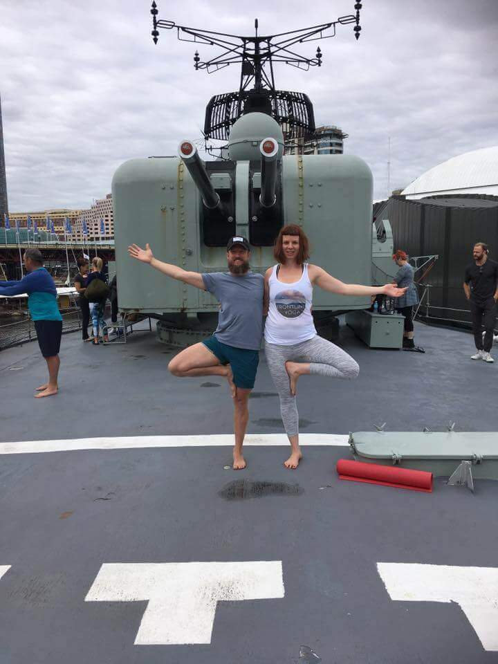 Kate & Chris teaching Yoga with Invictus Australia & Frontline Yoga