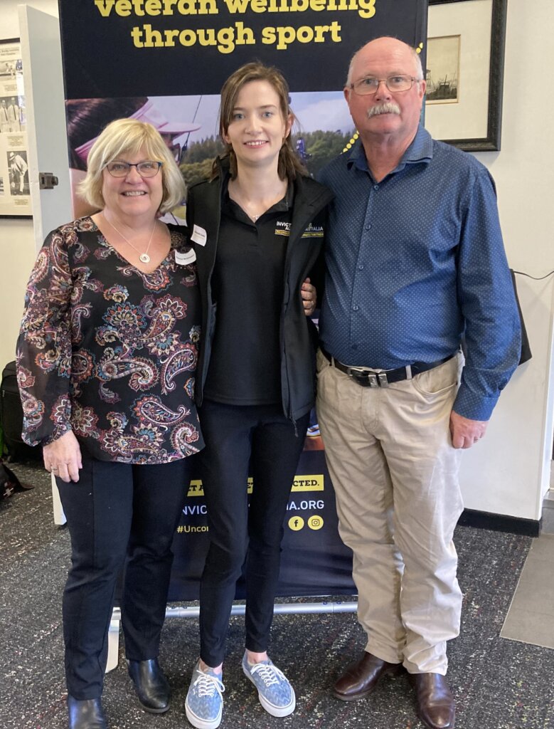 Hannah Laws with her partner Neale's parents Donna and Paul Williams