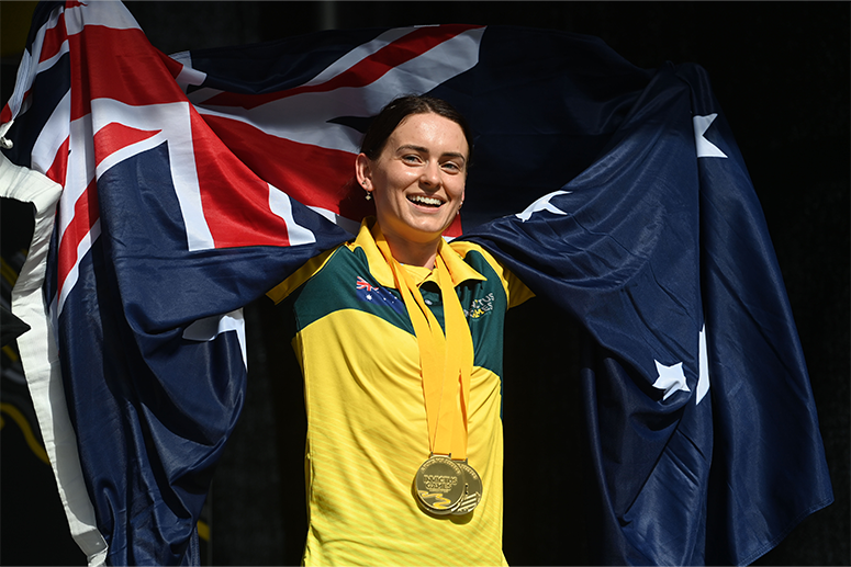 Erin brigden poses with her medals at the Invictus Games Dusseldorf 2023