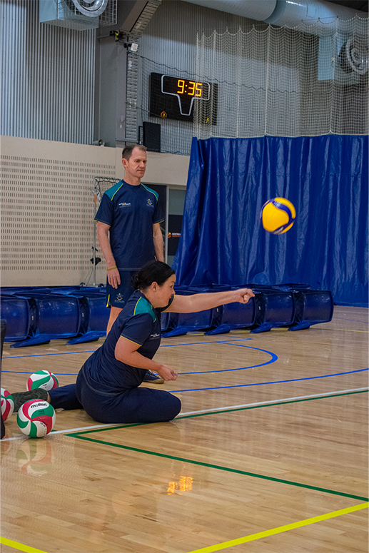 Invictus Games selection camp sitting volleyball