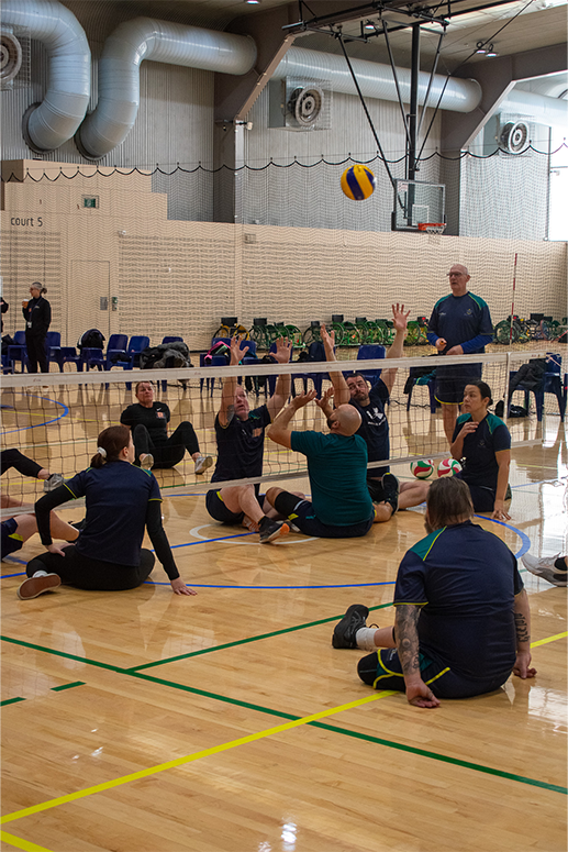 Invictus Games selection camp sitting volleyball