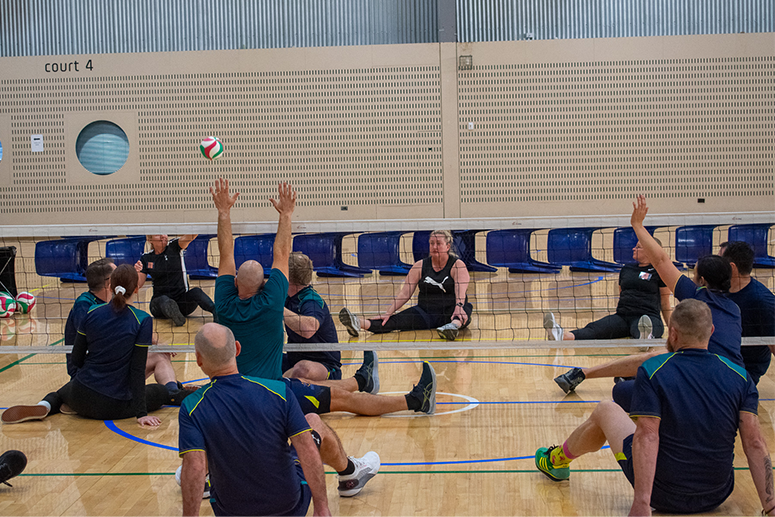 Invictus Games selection camp sitting volleyball