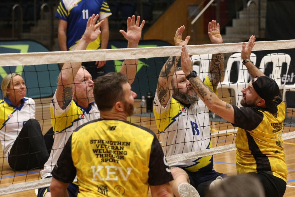 Invictus Games Team Australia train on contingent at the sitting volleyball championships versing team veteran