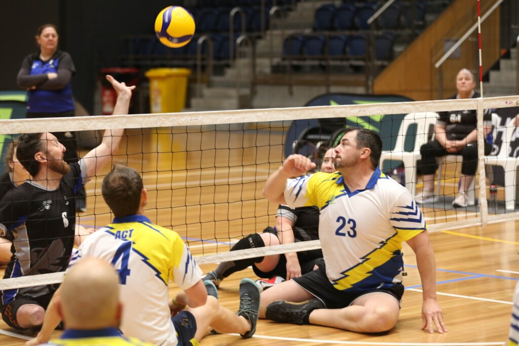 Invictus Games Team Australia train on contingent at the sitting volleyball championships