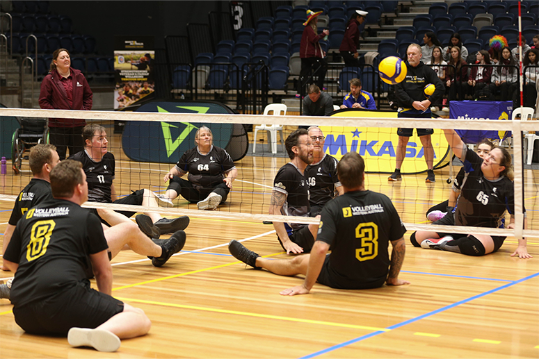 Carrie-Anne Bishop competes at the Australian Sitting Volleyball Championships