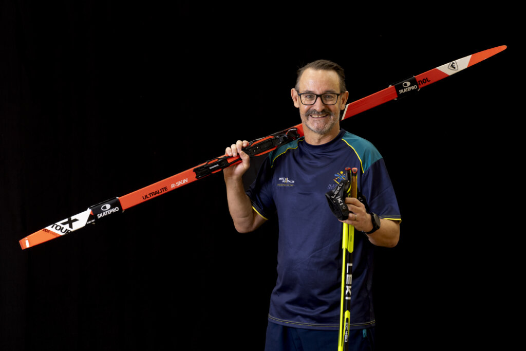 Doug Griffiths, Invictus Games Co-Captain poses with skis