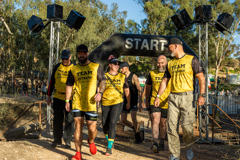 People walking together in their Team Veteran shirts at True Grit in South Australia